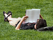 man reading book